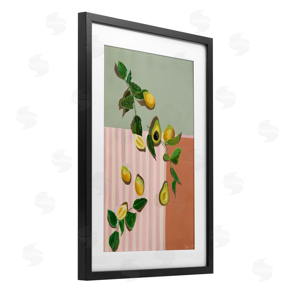 Dani Heyward Midcentury Avocado & Lemons Black Framed Print Under Glass Wall Art