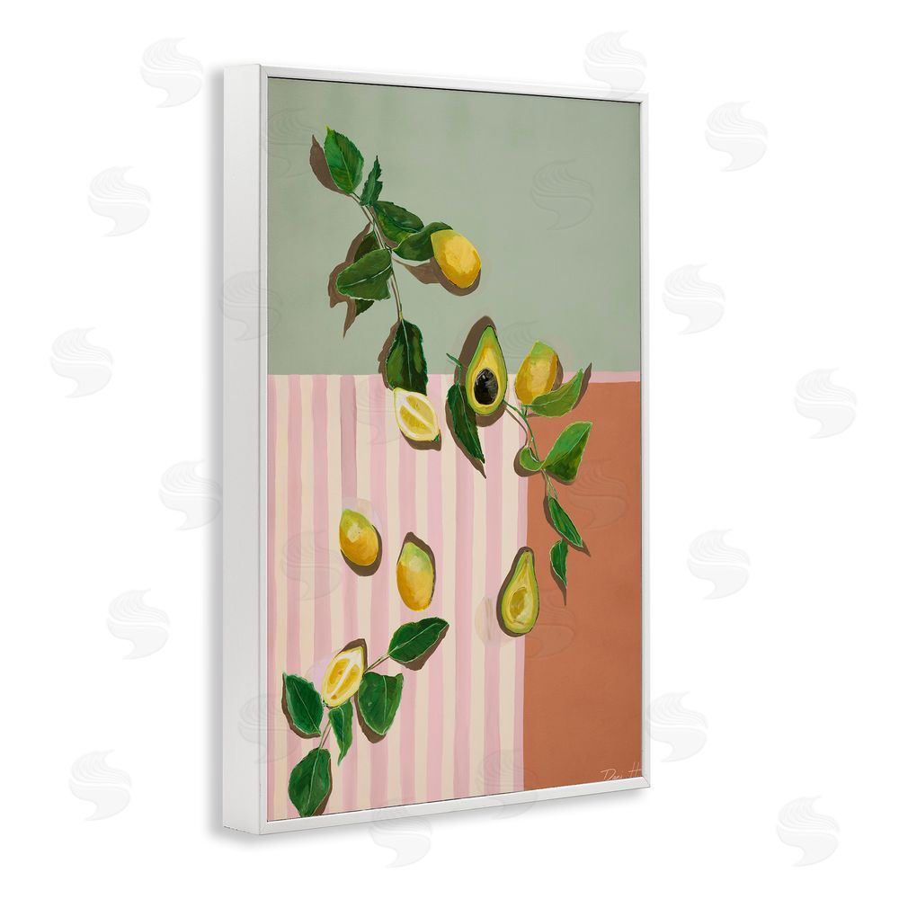 Dani Heyward Midcentury Avocado & Lemons White Framed Giclee Wall Art