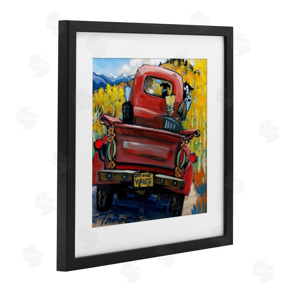 CR Townsend Wander Truck Through Wheat Grass Black Framed Print Under Glass with White Mat Wall Art
