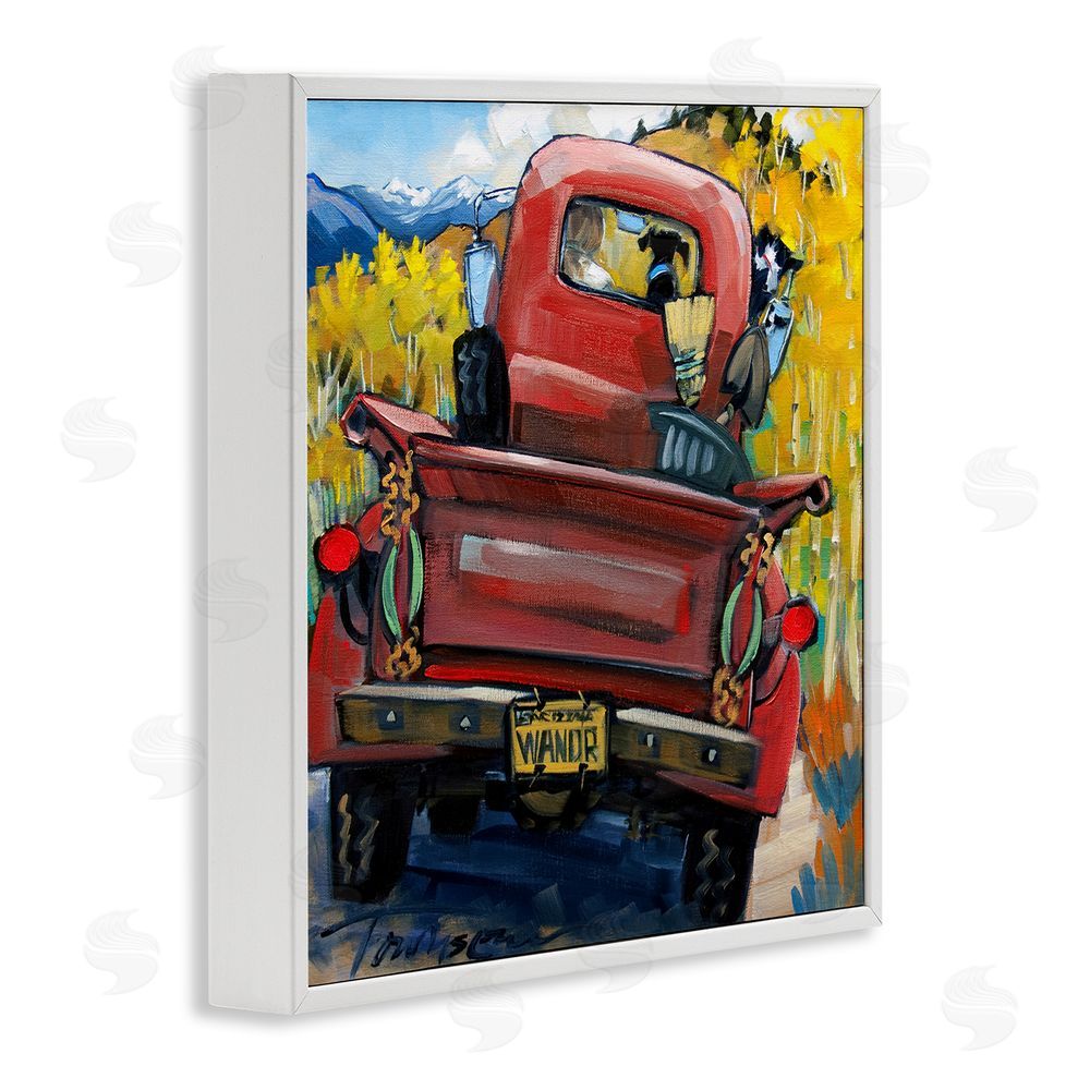 CR Townsend Wander Truck Through Wheat Grass White Framed Giclee Wall Art Print