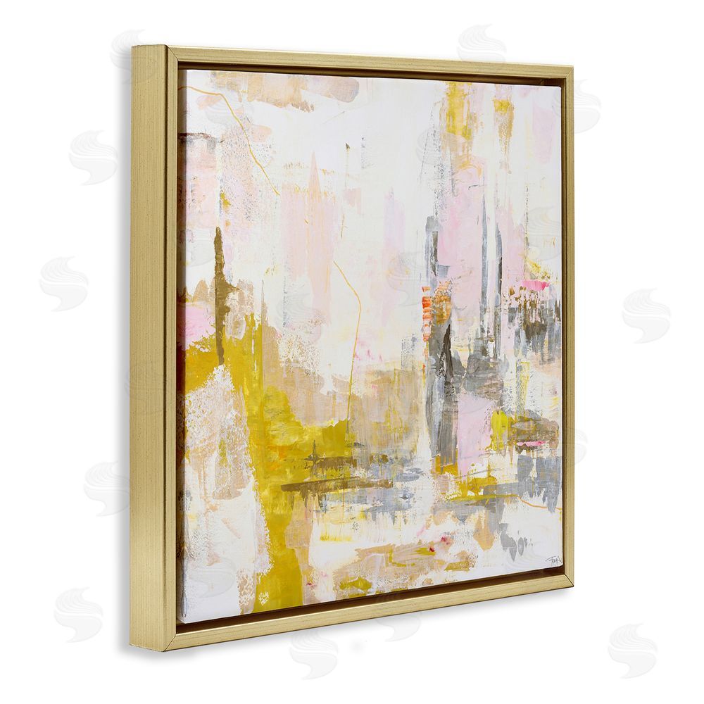 Design Fabrikken New Age Yellow Abstract Gold Floating Framed Canvas Wall Art