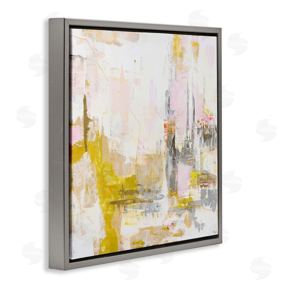Design Fabrikken New Age Yellow Abstract Gray Floating Framed Canvas Wall Art