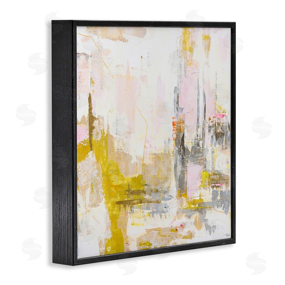 Design Fabrikken New Age Yellow Abstract Black Framed Giclee Wall Art