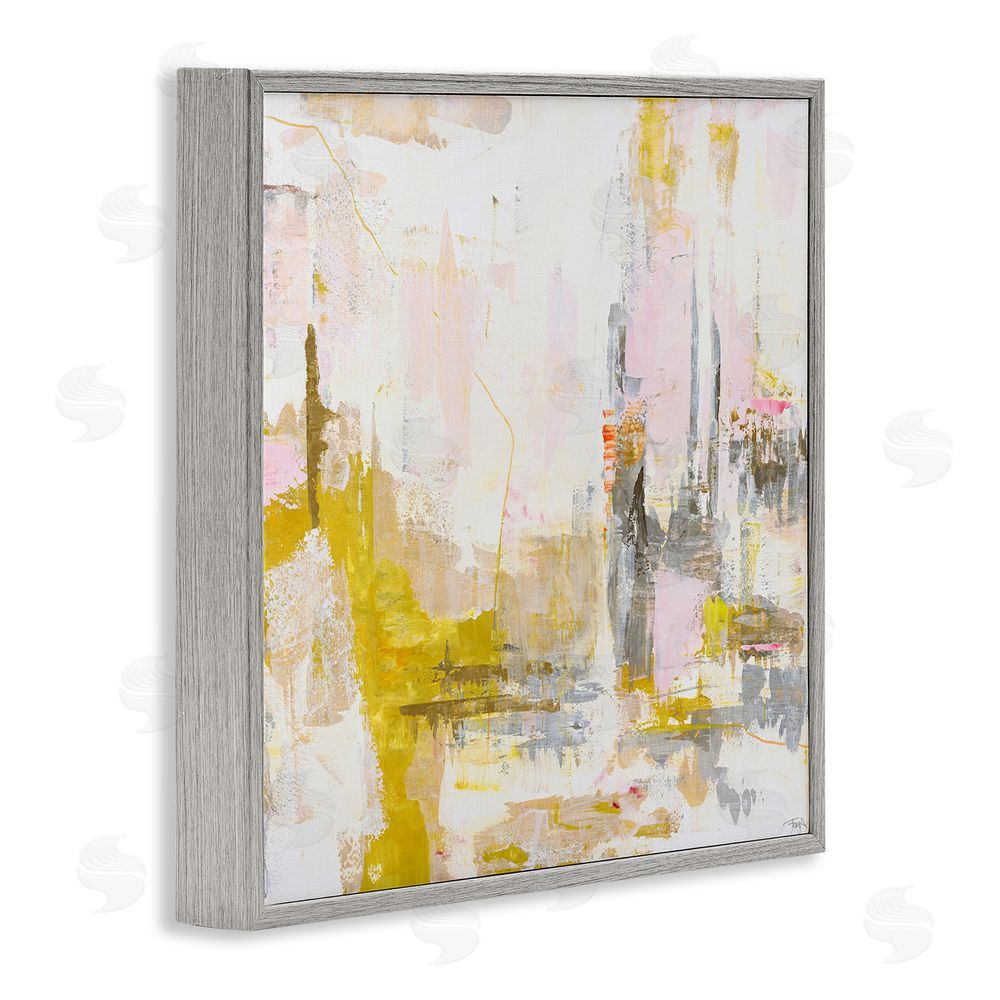 Design Fabrikken New Age Yellow Abstract Gray Framed Giclee Wall Art