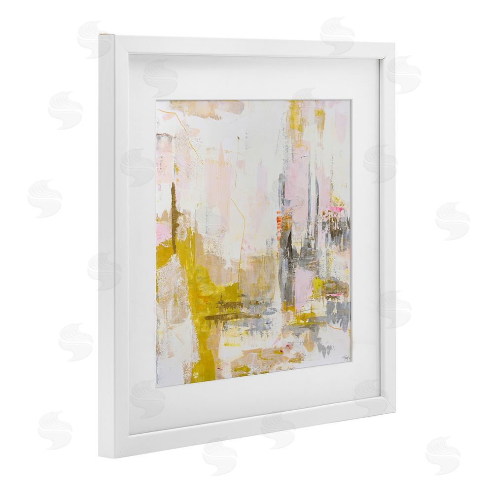 Design Fabrikken New Age Yellow Abstract White Framed Print Under Glass Wall Art