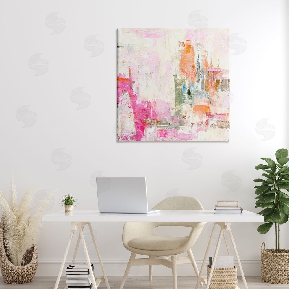 Design Fabrikken New Age Pink Abstract Stretched Canvas Wall Art in Room
