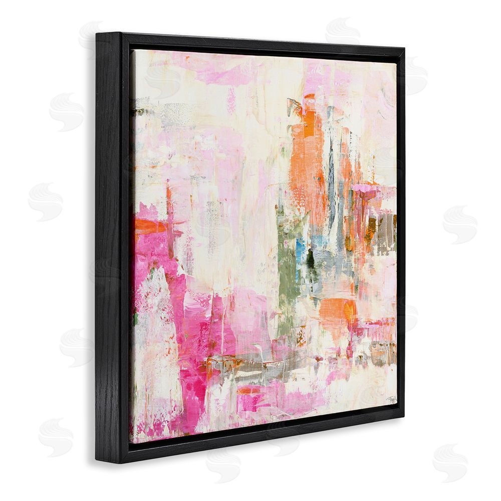 Design Fabrikken New Age Pink Abstract Black Floating Framed Canvas Wall Art