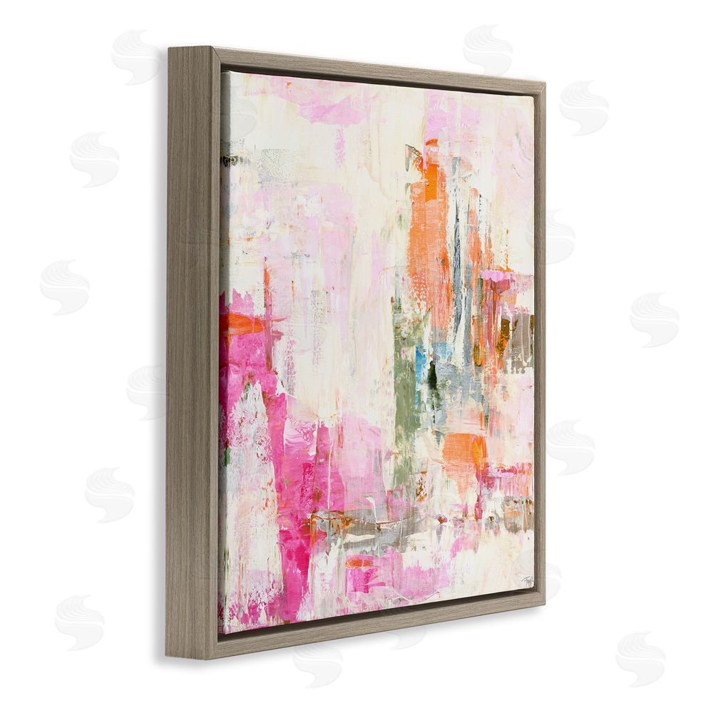 Design Fabrikken New Age Pink Abstract Brown Floating Framed Canvas Wall Art