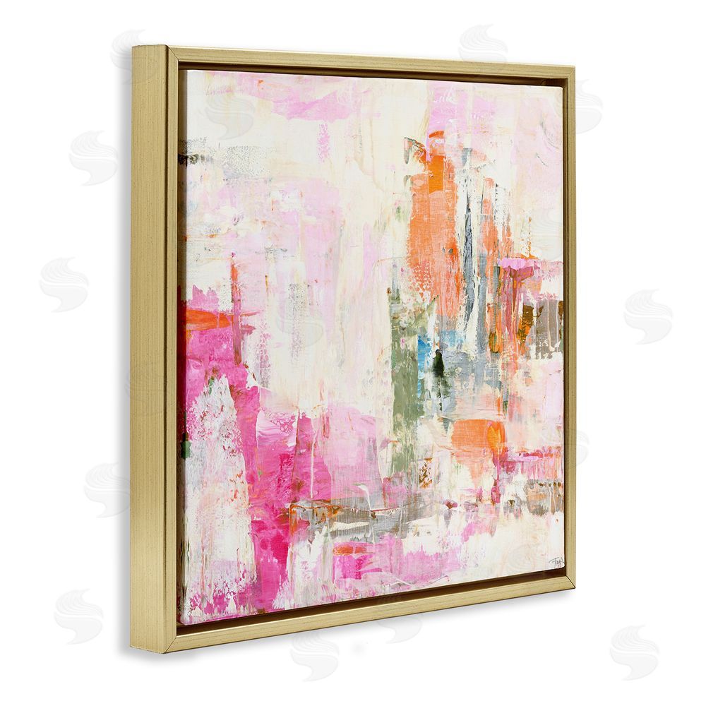 Design Fabrikken New Age Pink Abstract Gold Floating Framed Canvas Wall Art