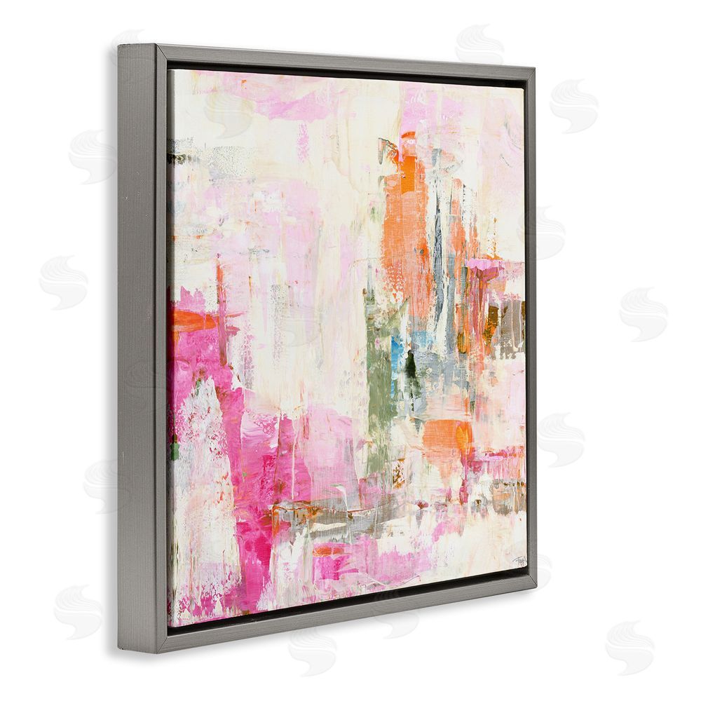 Design Fabrikken New Age Pink Abstract Gray Floating Framed Canvas Wall Art