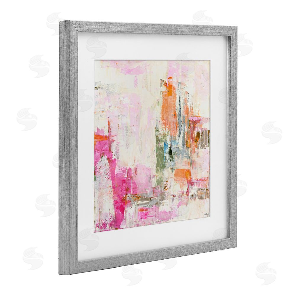 Design Fabrikken New Age Pink Abstract Gray Framed Print Under Glass Wall Art