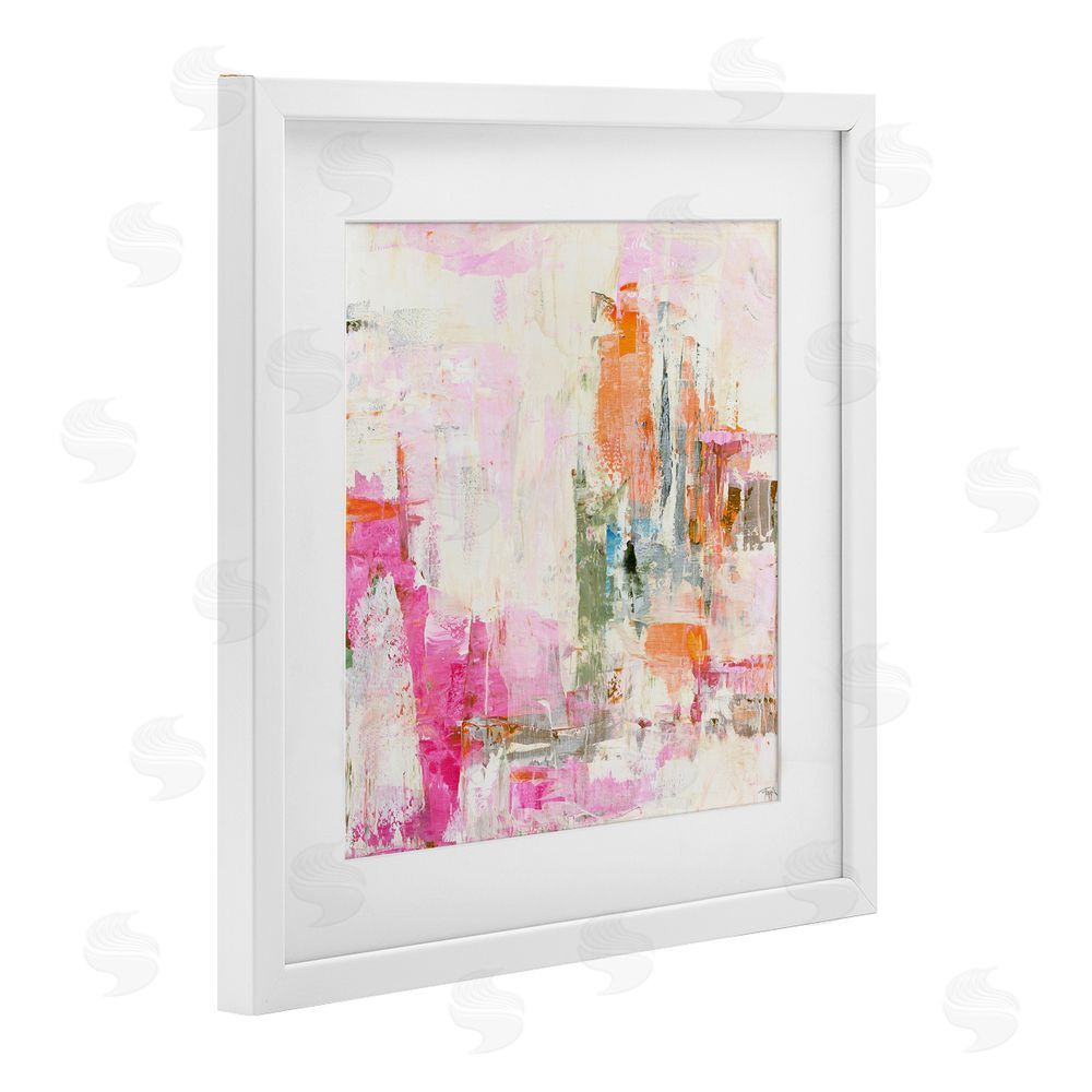 Design Fabrikken New Age Pink Abstract White Framed Print Under Glass Wall Art