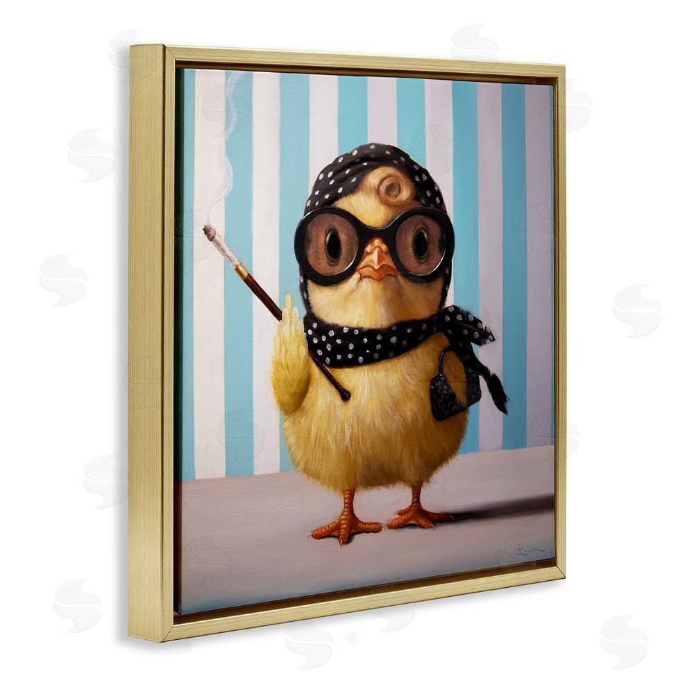 Lucia Heffernan Audrey Henburn Famous Chick Gold Floating Frame Stretched Canvas Wall Art Print