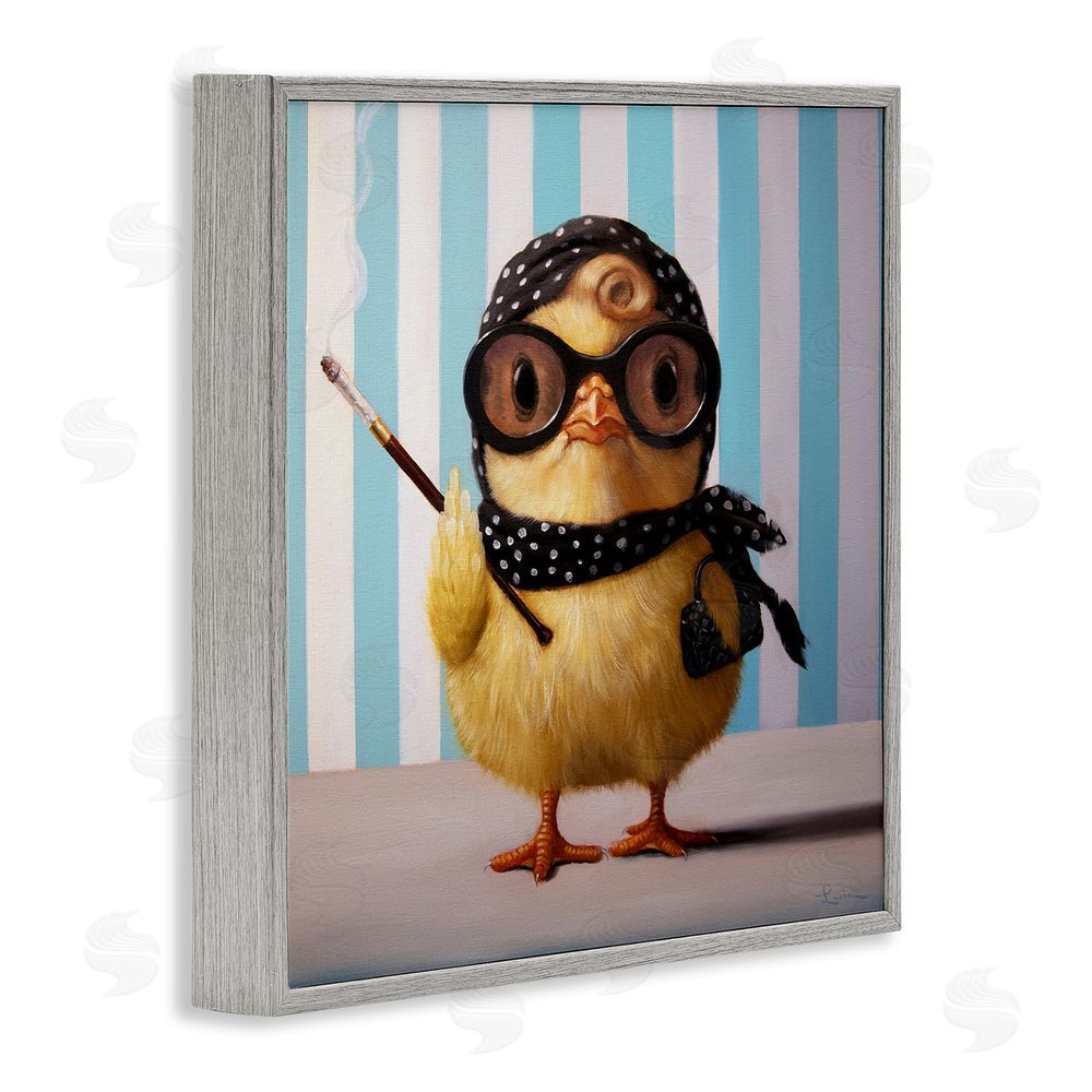 Lucia Heffernan Audrey Henburn Famous Chick Gray Framed Giclee Wall Art Print