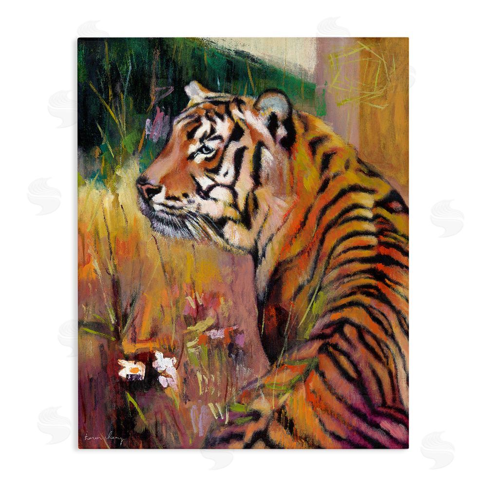 Karen Chang Patience Tiger in Wait Stretched Canvas Wall Art