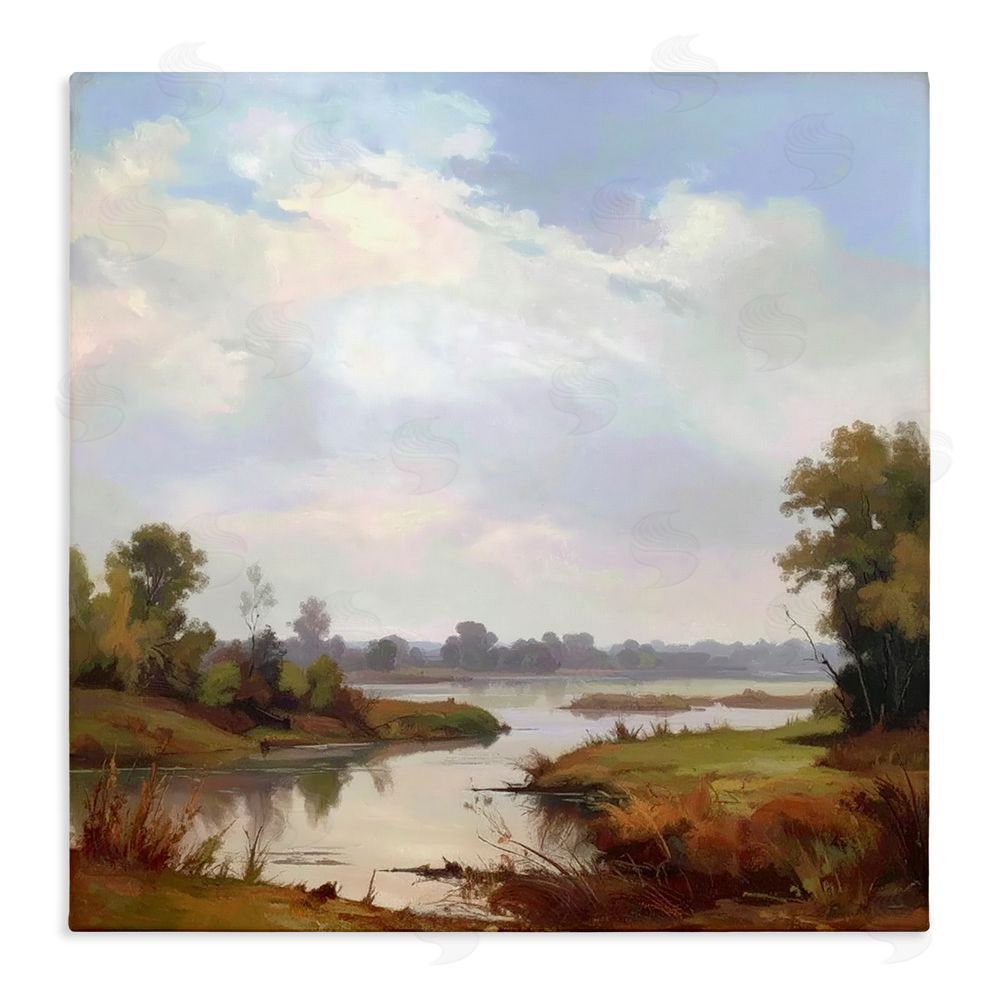 Alonza Saunders Riverside Grove Landscape Stretched Canvas Wall Art