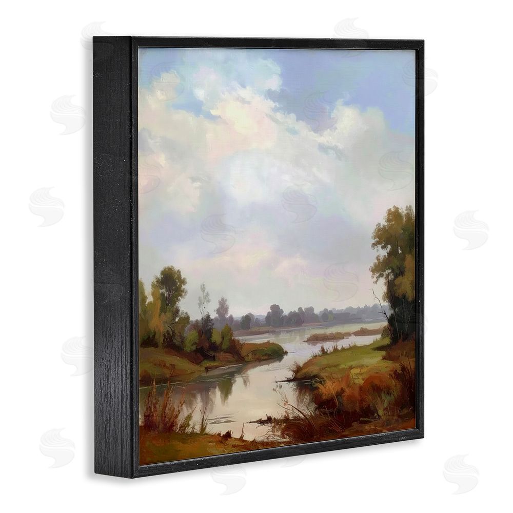 Alonza Saunders Riverside Grove Landscape Black Framed Giclee Wall Art