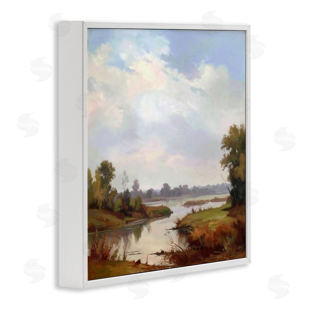 Alonza Saunders Riverside Grove Landscape White Framed Giclee Wall Art