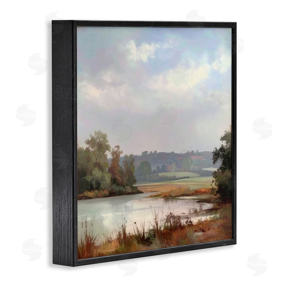 Alonza Saunders Riverside Grove Scenery Black Framed Giclee Wall Art