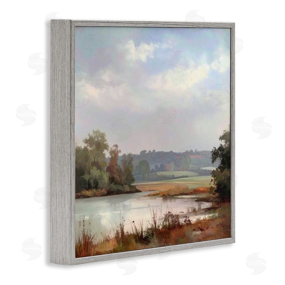 Alonza Saunders Riverside Grove Scenery Gray Framed Giclee Wall Art