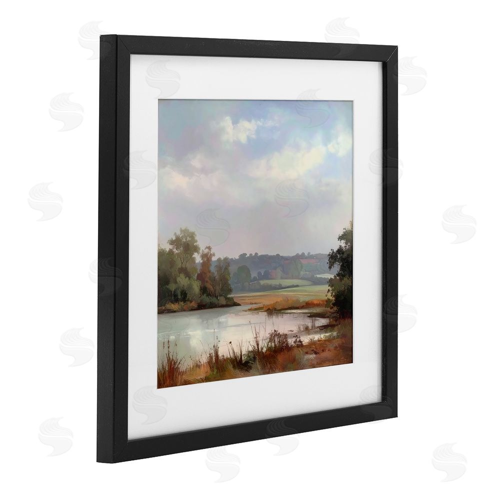 Alonza Saunders Riverside Grove Scenery Black Framed Print Under Glass Wall Art