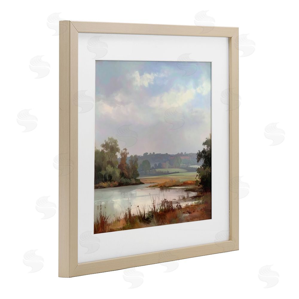 Alonza Saunders Riverside Grove Scenery Brown Framed Print Under Glass Wall Art