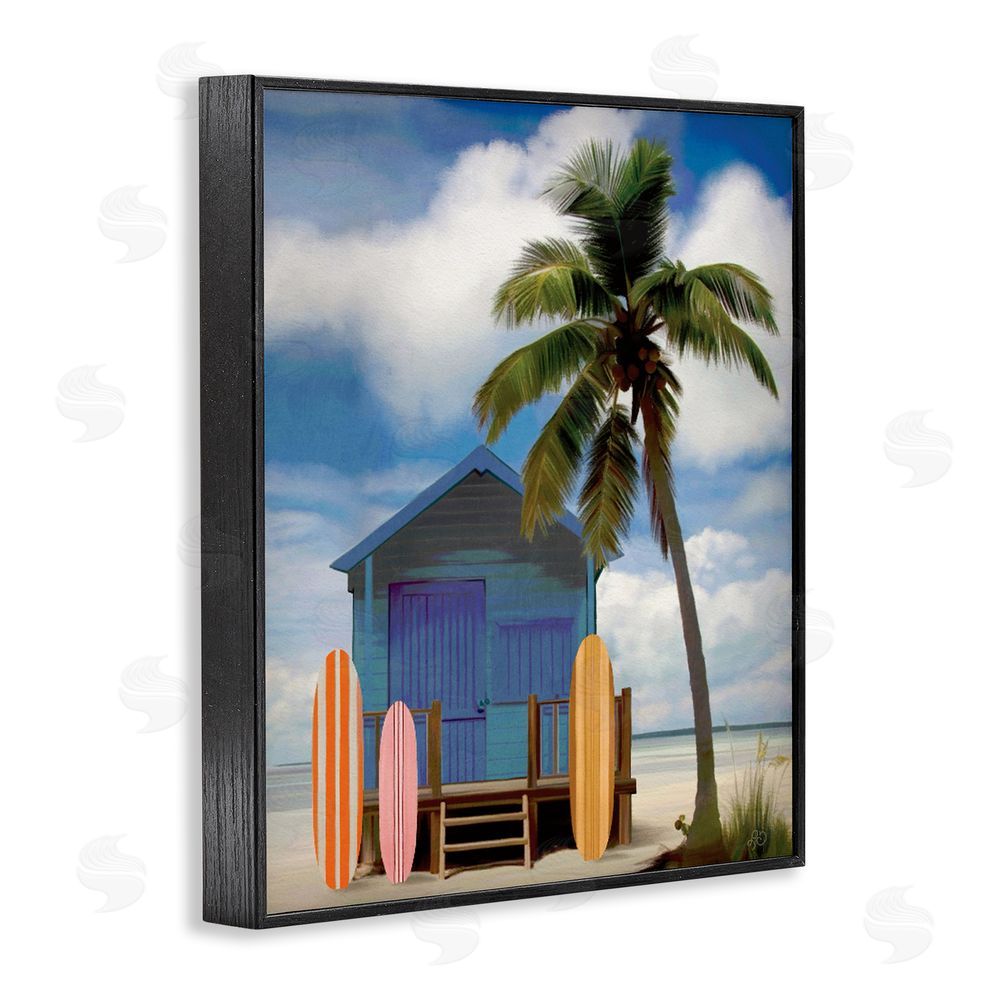 Lisa R Dumm Palm Overhanging Surf Shop Black Framed Giclee Wall Art
