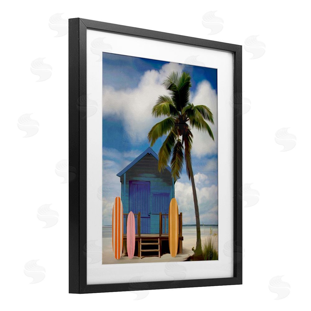 Lisa R Dumm Palm Overhanging Surf Shop Black Framed Print Under Glass Wall Art
