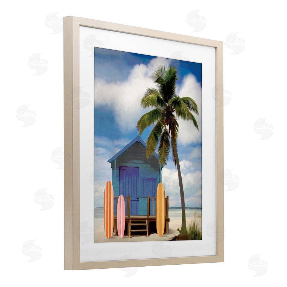Lisa R Dumm Palm Overhanging Surf Shop Brown Framed Print Under Glass Wall Art