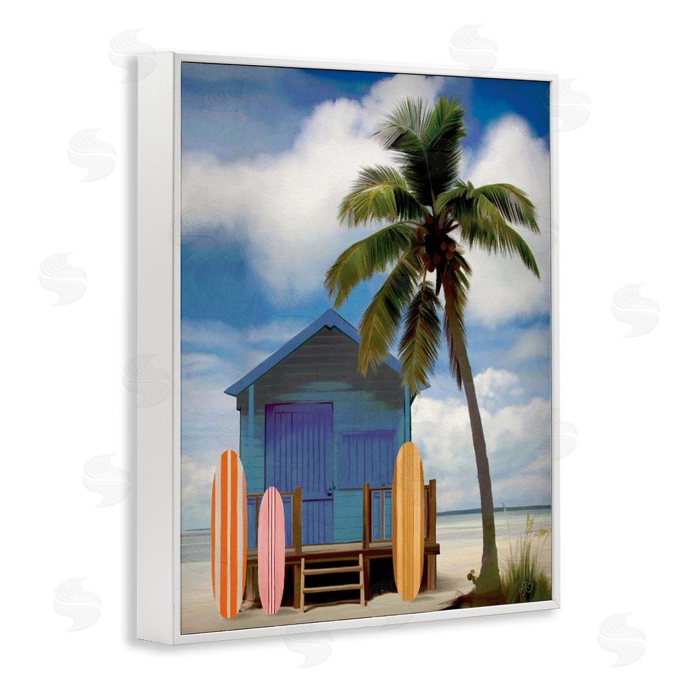 Lisa R Dumm Palm Overhanging Surf Shop White Framed Giclee Wall Art
