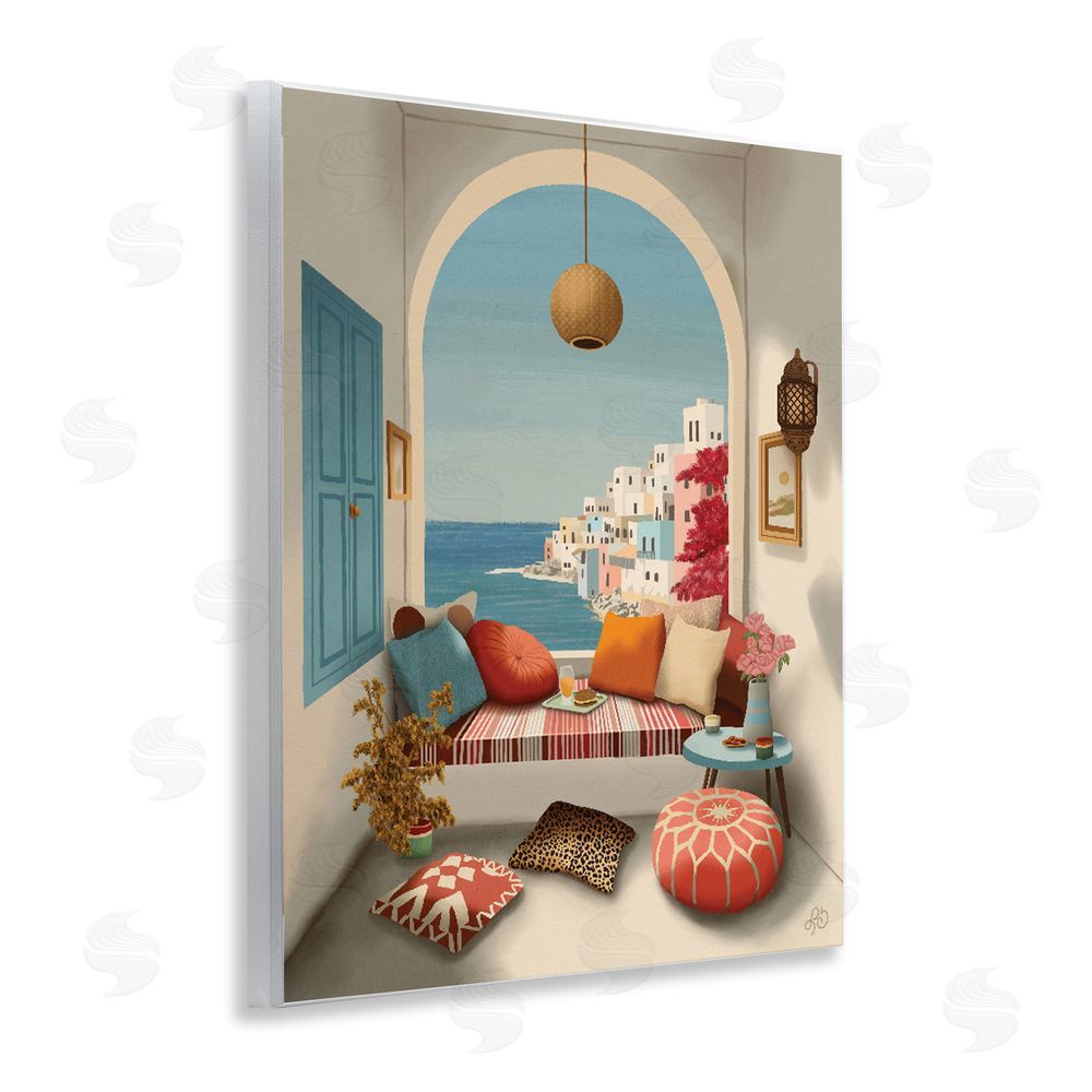 Lisa R Dumm Mediterranean Seaside Window View Wall Plaque Home Decor Art Print