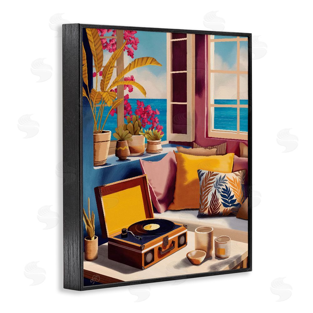 Lisa R Dumm Boho Vacation By The Sea Black Framed Giclee Wall Art Print