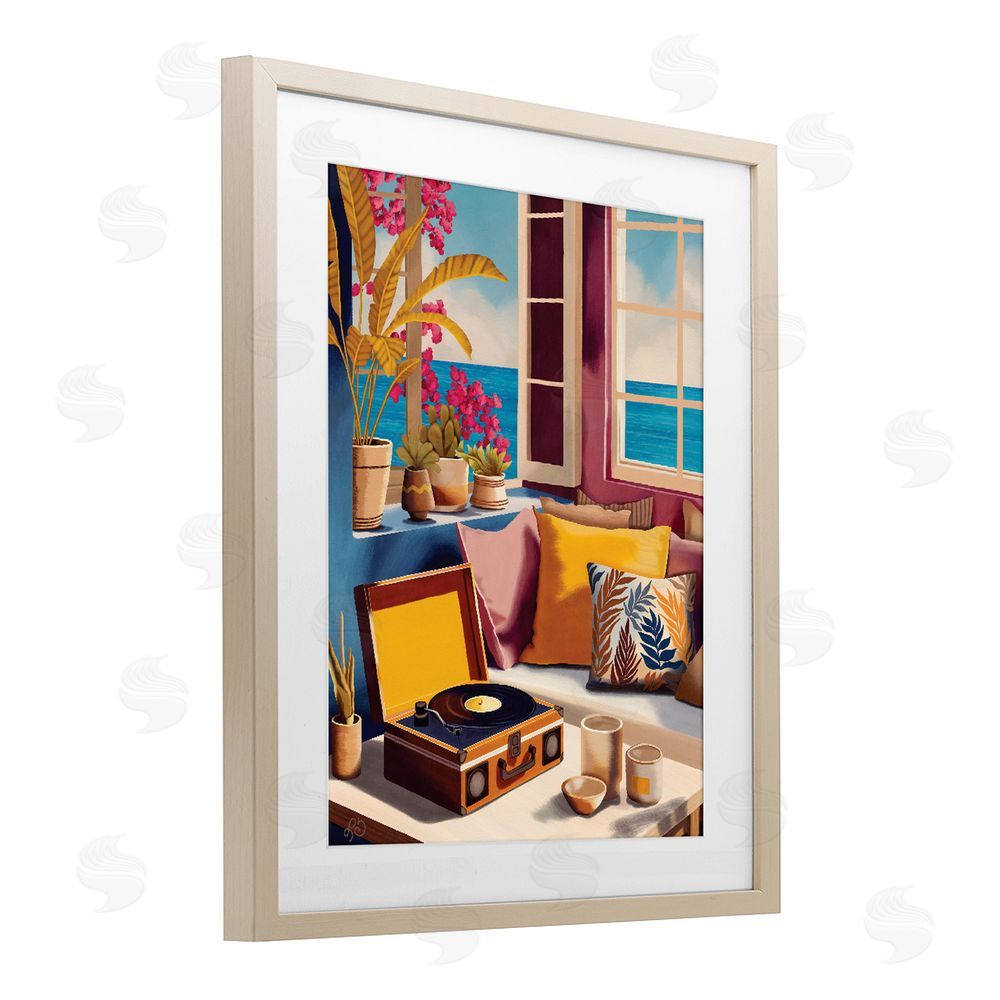 Lisa R Dumm Boho Vacation By The Sea Brown Framed Print Under Glass with Matting Wall Art