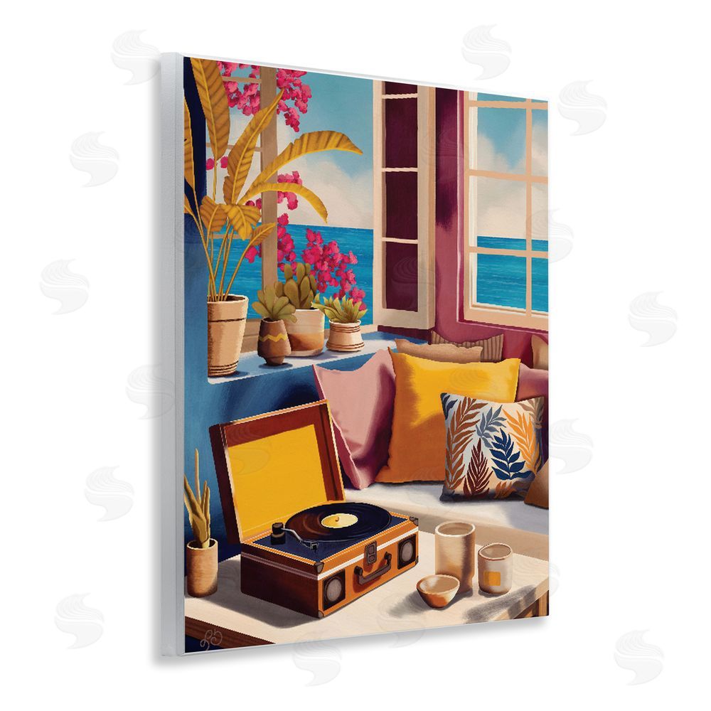 Lisa R Dumm Boho Vacation By The Sea Wall Plaque Art Print with White Foil Wrap