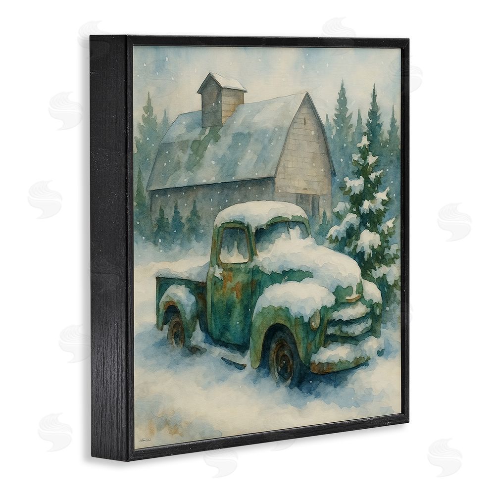 Antony Smith Nostalgic Winter Farm Truck Black Framed Giclee Wall Art