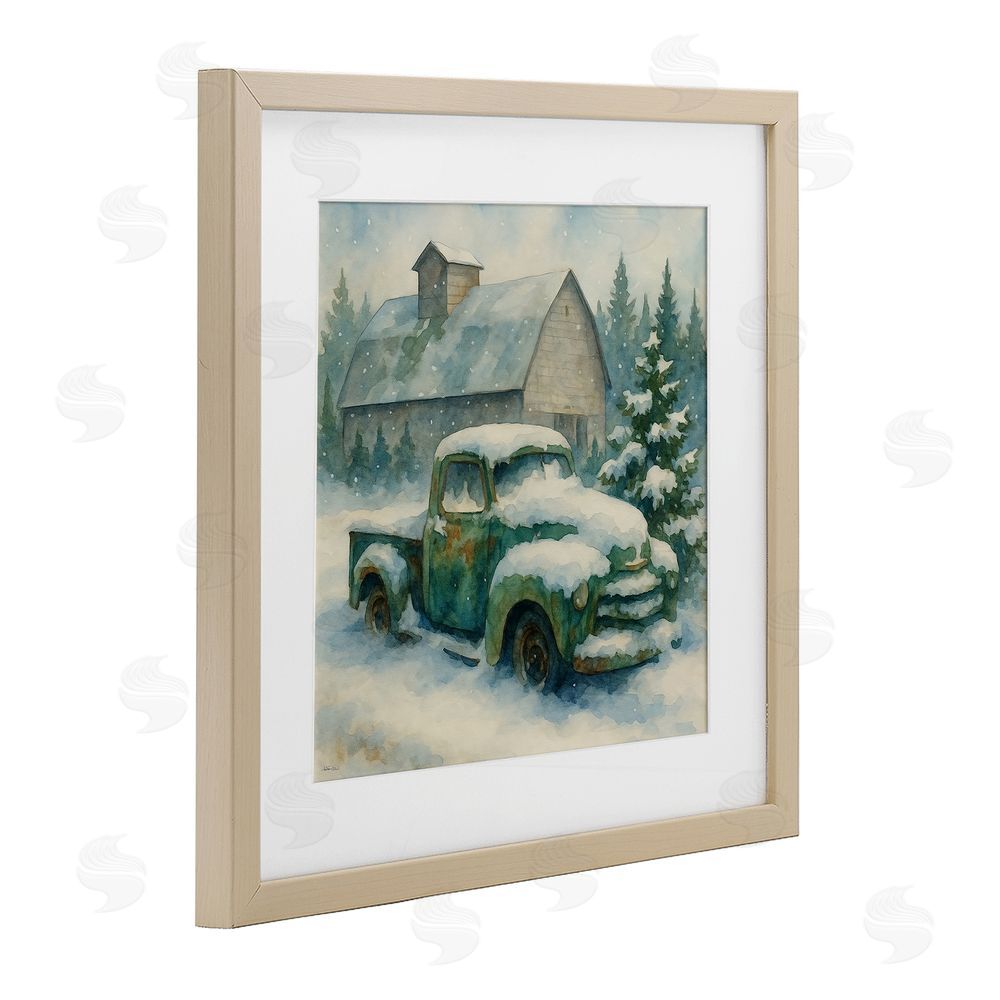Antony Smith Nostalgic Winter Farm Truck Brown Framed Print Under Glass Wall Art