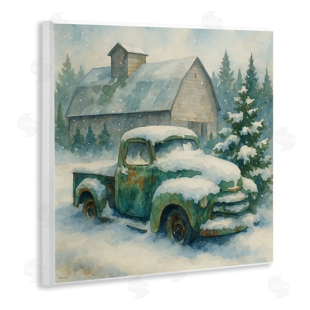 Antony Smith Nostalgic Winter Farm Truck Wall Plaque Home Decor Art Print
