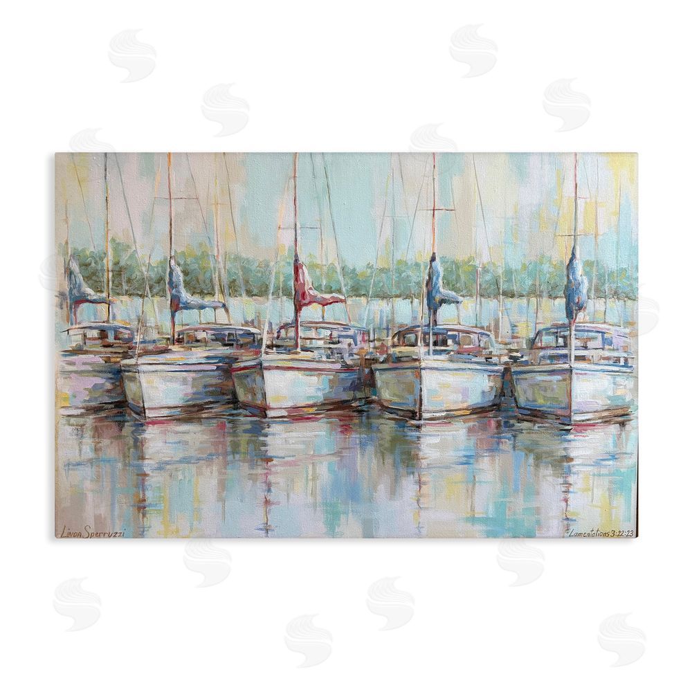 Linda Sperruzzi Morning At The Marina Stretched Canvas Wall Art