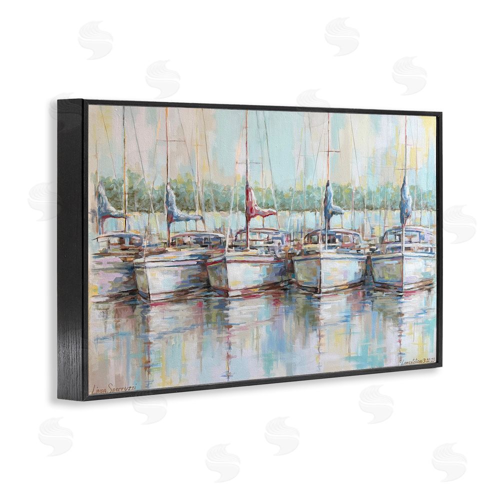 Linda Sperruzzi Morning At The Marina Black Framed Giclee Wall Art