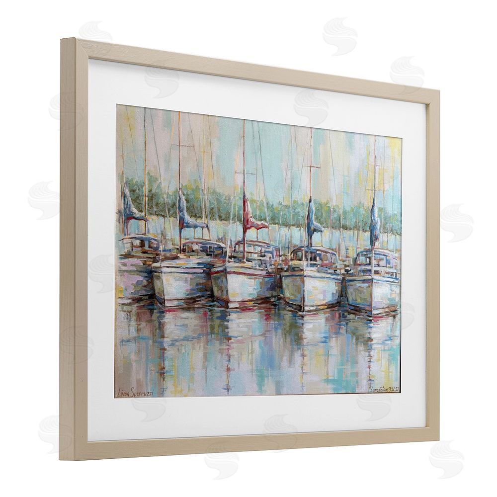 Linda Sperruzzi Morning At The Marina Brown Framed Print Under Glass Wall Art