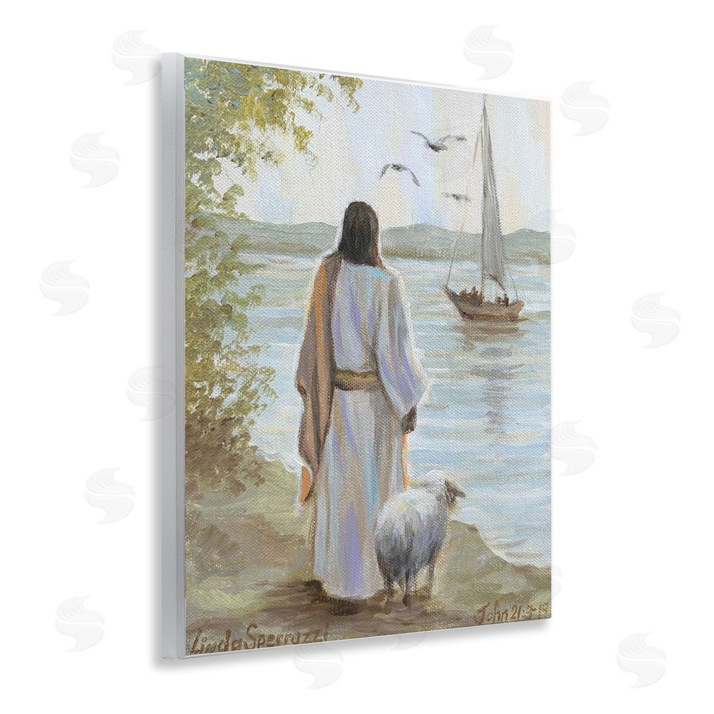 Linda Sperruzzi Jesus Waiting Ashore Wall Plaque Home Decor Art Print