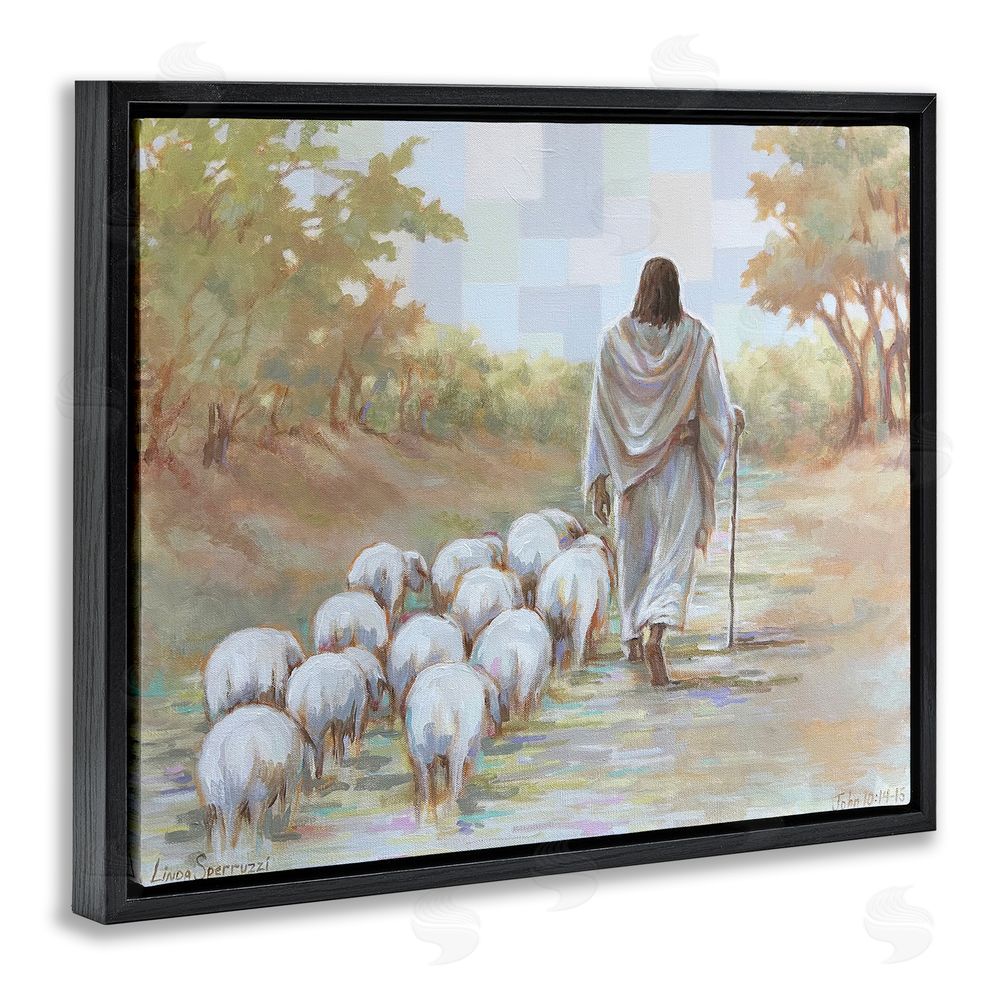 Linda Sperruzzi Lead On Good Shepherd Black Floating Framed Canvas Wall Art