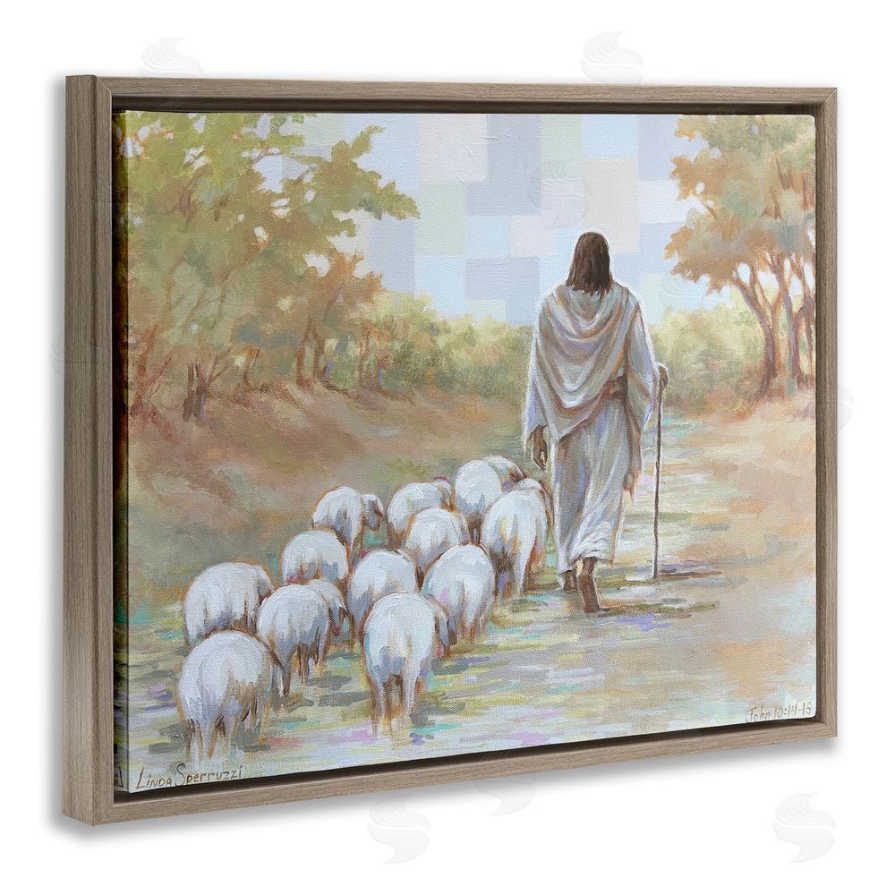 Linda Sperruzzi Lead On Good Shepherd Brown Floating Framed Canvas Wall Art