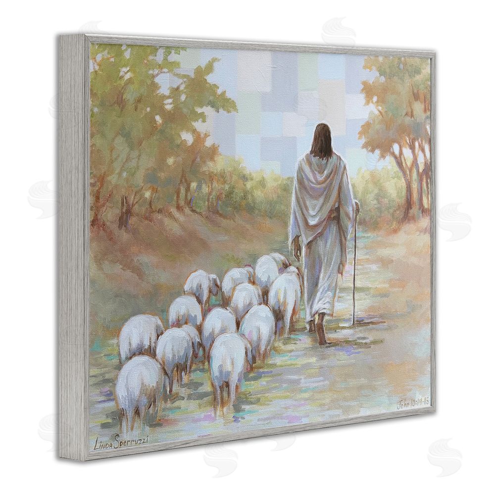 Linda Sperruzzi Lead On Good Shepherd Gray Framed Giclee Wall Art