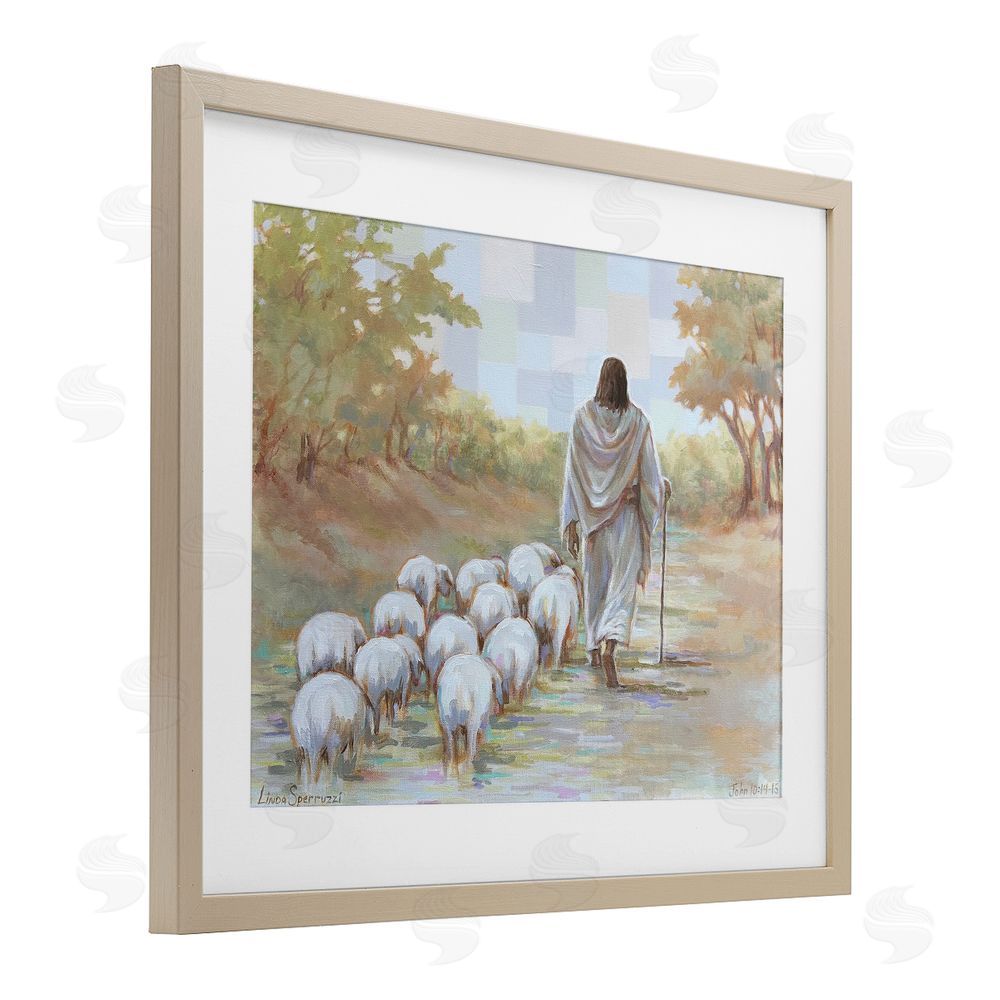 Linda Sperruzzi Lead On Good Shepherd Brown Framed Print Under Glass Wall Art