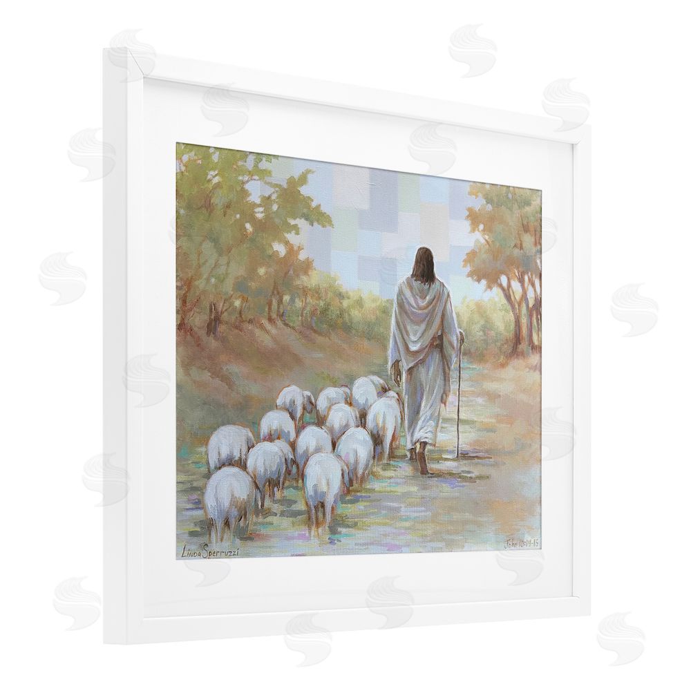 Linda Sperruzzi Lead On Good Shepherd White Framed Print Under Glass Wall Art