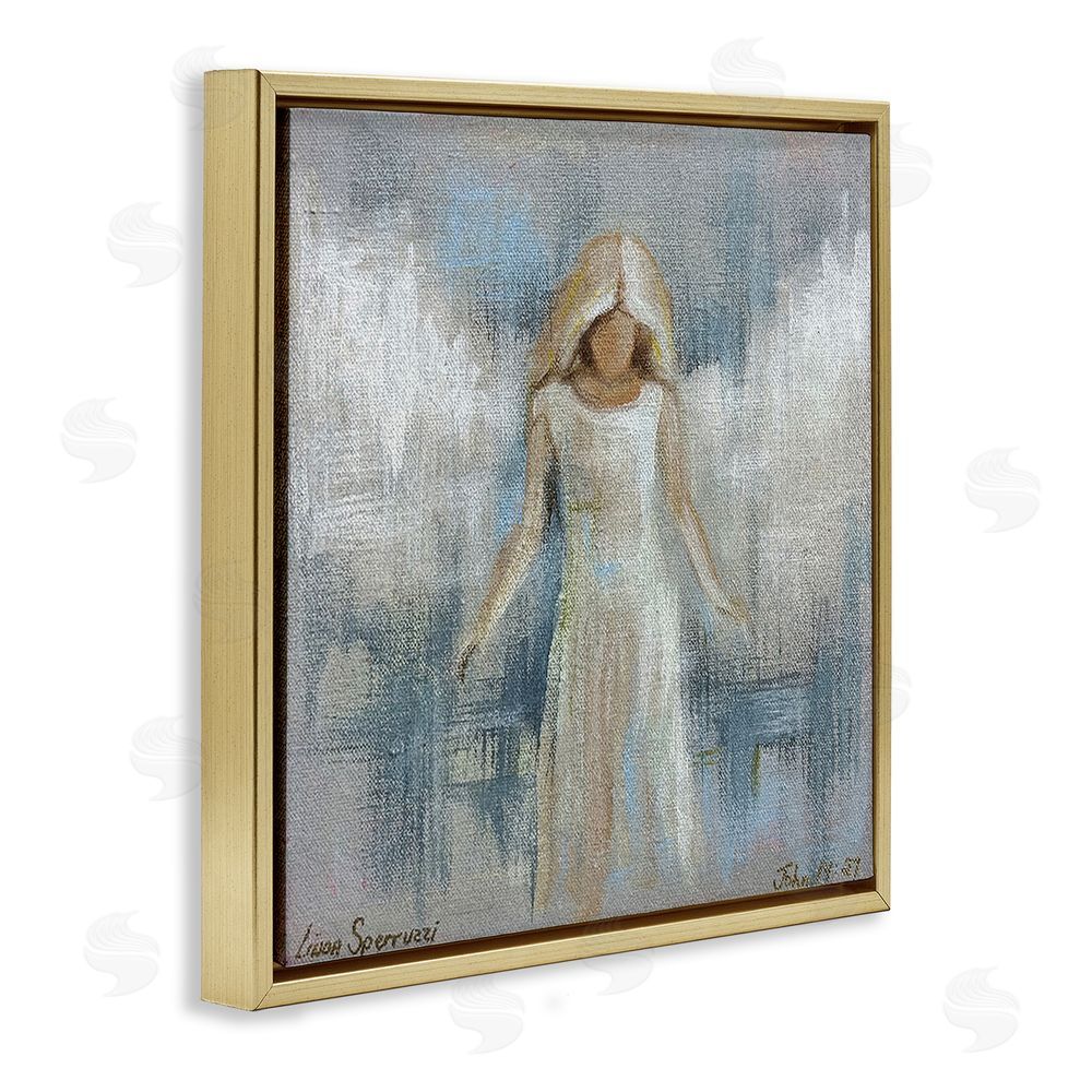 Linda Sperruzzi Ethereal Peace Angel Gold Floating Framed Canvas Wall Art