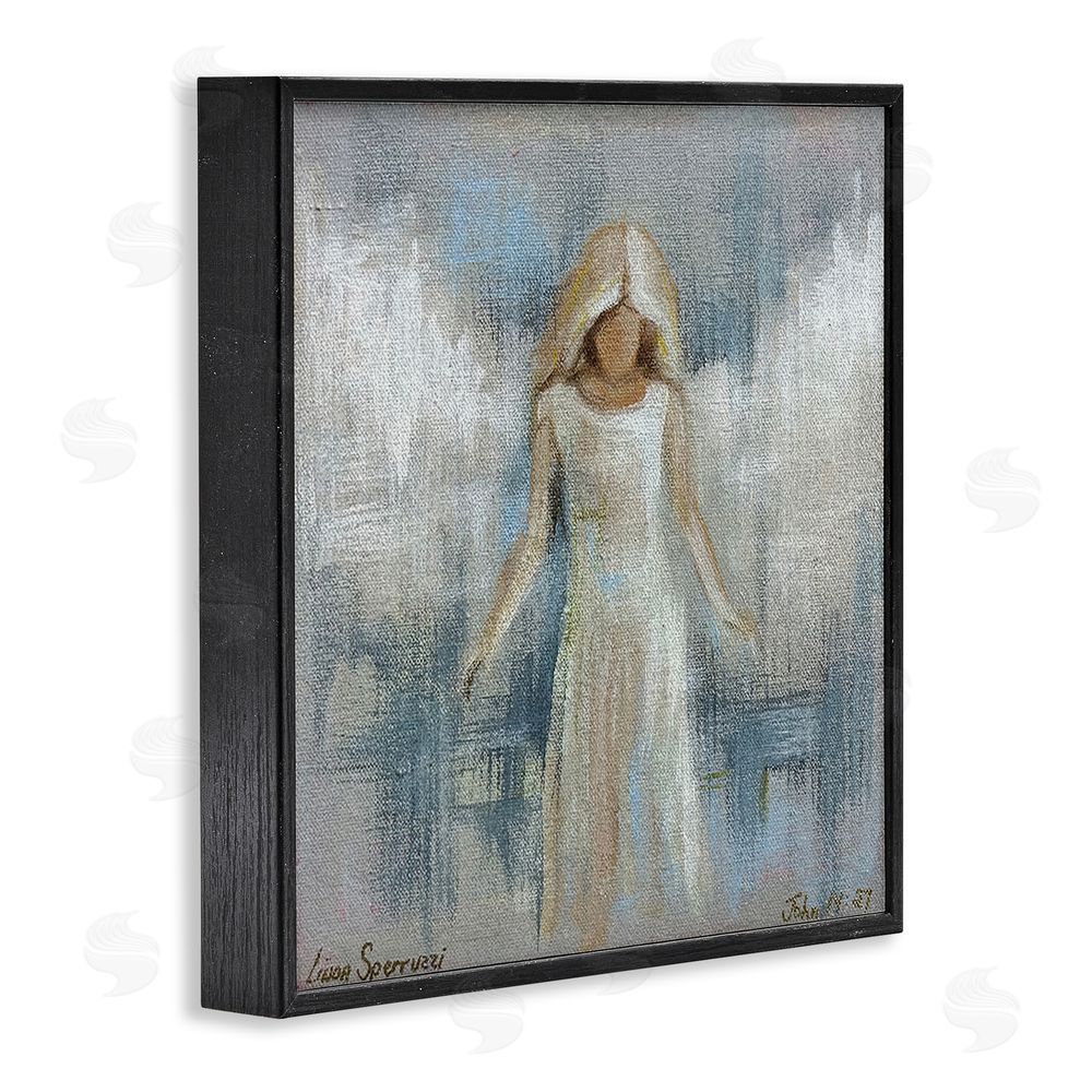 Linda Sperruzzi Ethereal Peace Angel Black Framed Giclee Wall Art