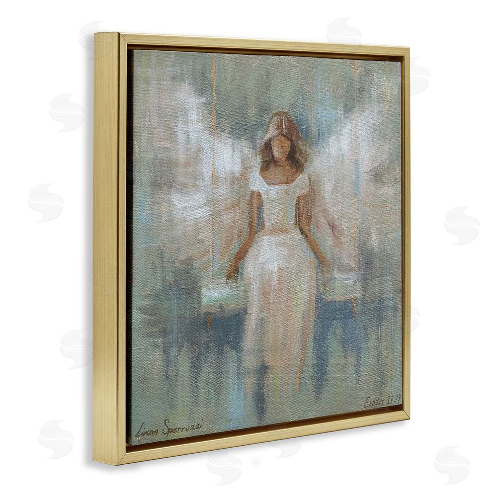 Linda Sperruzzi Dreamlike Restful Angel Gold Floating Frame Canvas Wall Art Print