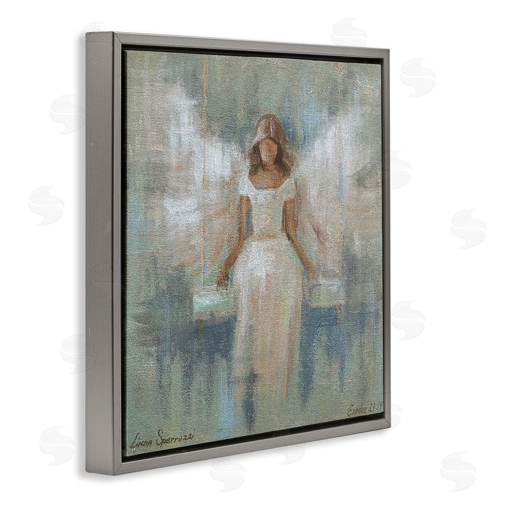 Linda Sperruzzi Dreamlike Restful Angel Gray Floating Frame Canvas Wall Art Print